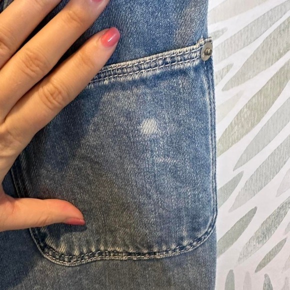 H&M Denim Overall Mini Dress Size 4 100% Cotton - Picture 7 of 7